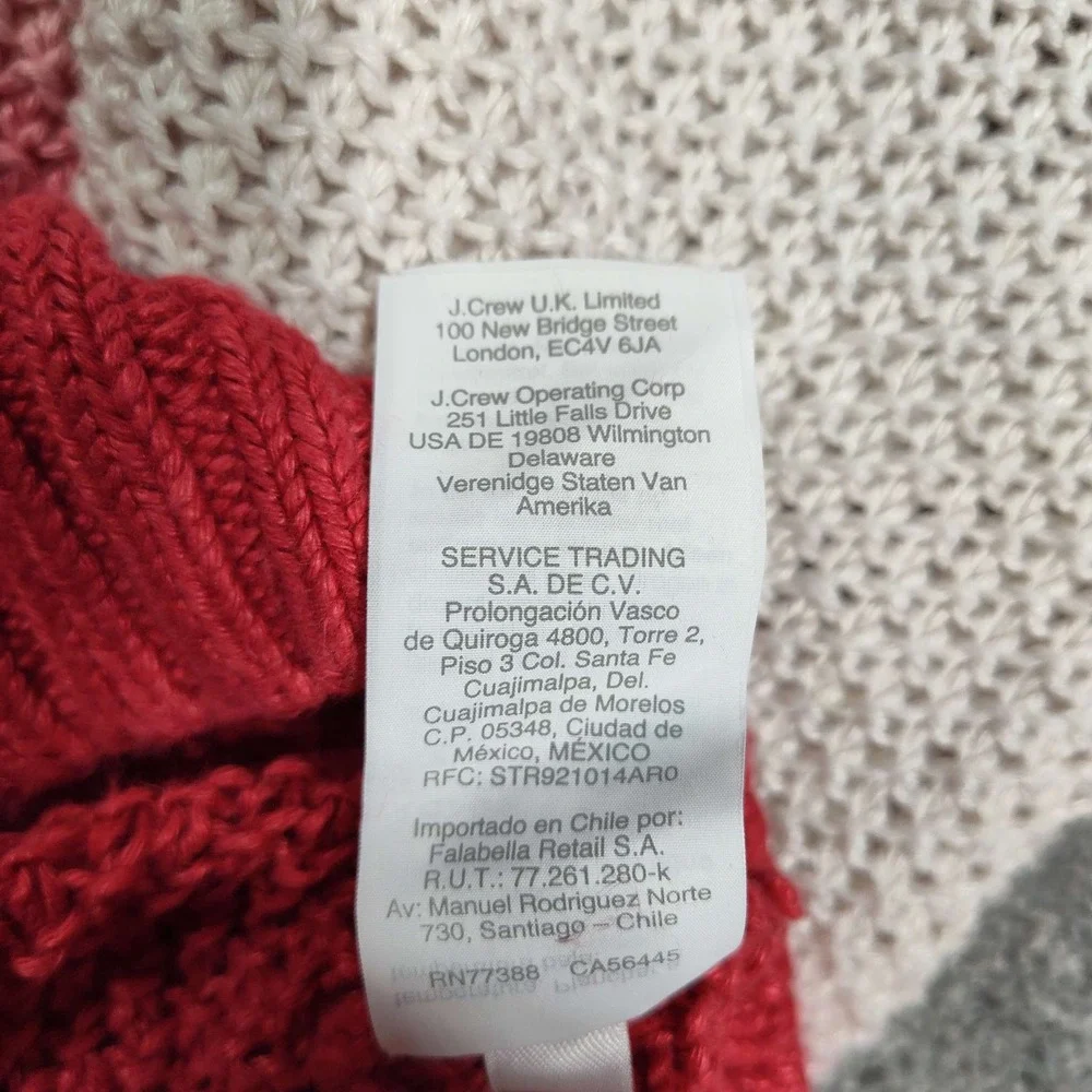 J. Crew Ombre Knit Pullover Sweater V-Neck Coral Pink White Small 100% Linen